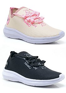 Kit 2 Tênis Femininos ZB Preto Branco e Nude