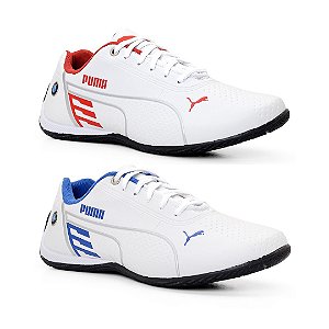 Kit 2 Tênis Puma Bmw Branco Vermelho e Branco Azul