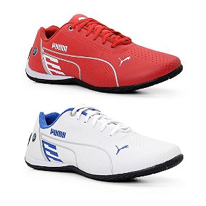 Kit 2 Tênis Puma Bmw Branco azul e Vermelho