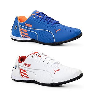 Kit 2 Tênis Puma Bmw Azul Celeste e Branco Vermelho