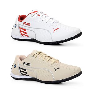 Kit 2 Tênis Puma Bmw Bege e Branco Vermelho