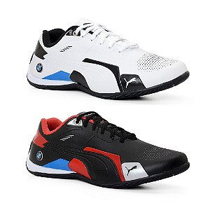 Kit 2 Tênis Puma Bmw Future Preto Vermelho e Branco Preto