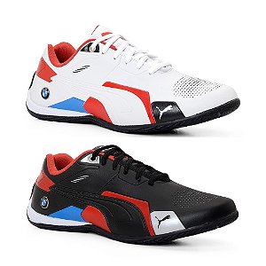 Kit 2 Tênis Puma Bmw Future Preto Vermelho e Branco Vermelho