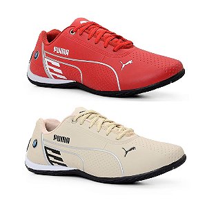 Kit 2 Tênis Puma Bmw Bege e Vermelho