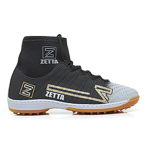 Chuteira Society Cano Alto Preto Branco