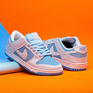 Kit 2 Pares Dunk Low Branco Croco Azul + Branco Cinza