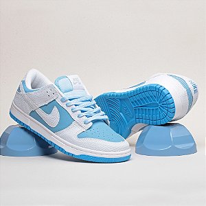 Kit 2 Pares Dunk Low Branco Dourado + Branco Croco Azul