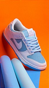Kit 2 Pares Dunk Low Branco Preto + Branco Croco Azul