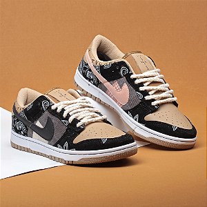 Kit 2 Pares Dunk Low Cactus Jack + Branco Preto Verniz