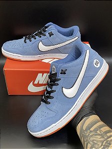 Tênis Dunk SB Low Club 58 Azul Branco Camurça