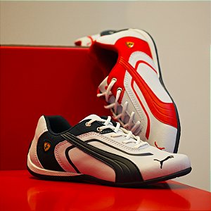 Kit 2 Tênis Puma Ferrari New Branco Vermelho e Branco Preto