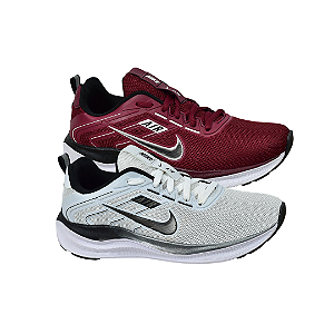 Kit 2 Tênis Nk Running V2 Bordô e Branco Preto