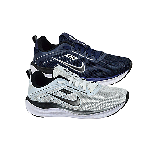 Kit 2 Tênis Nk Running V2 Azul Marinho e Branco Preto
