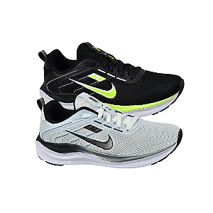 Kit 2 Tênis Nk Running V2 Preto Verde e Branco Preto