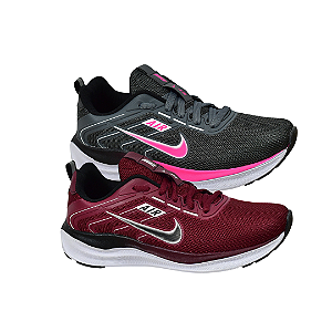 Kit 2 Tênis Nk Running V2 Bordô e Grafite Rosa
