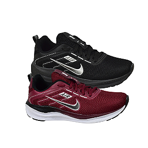 Kit 2 Tênis Nk Running V2 Bordô e Preto