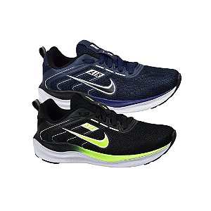 Kit 2 Tênis Nk Running V2 Preto Verde e Azul Marinho