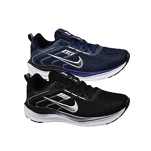 Kit 2 Tênis Nk Running V2 Preto Branco e Azul Marinho