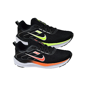 Kit 2 Tênis Nk Running V2 Preto Verde e Preto Laranja