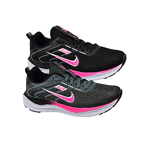 Kit 2 Tênis Nk Running V2 Preto Pink e Grafite Pink