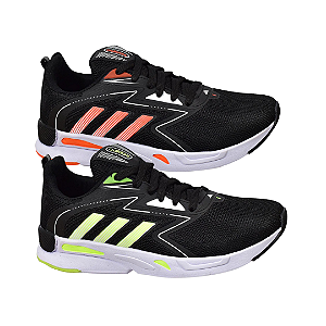Kit 2 Tênis Adidas Run Preto Verde e Preto Laranja
