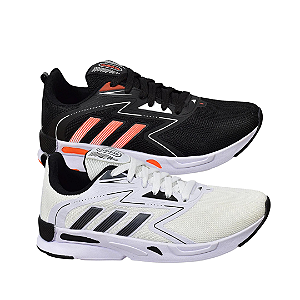 Kit 2 Tênis Adidas Run Branco Preto e Preto Laranja