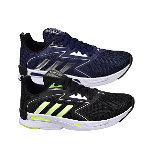 Kit 2 Tênis Adidas Run Preto Verde e Azul Marinho