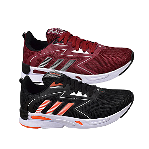 Kit 2 Tênis Adidas Run Preto Laranja e Bordô