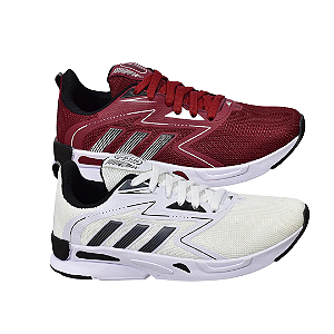 Kit 2 Tênis Adidas Run Bordô e Branco