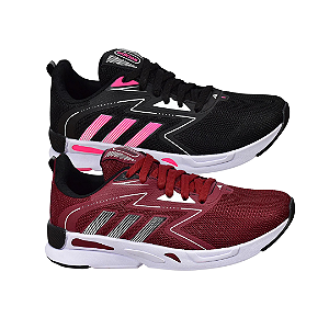 Kit 2 Tênis Adidas Run Bordô e Preto Rosa