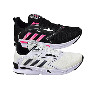 Kit 2 Tênis Adidas Run Branco e Preto Rosa