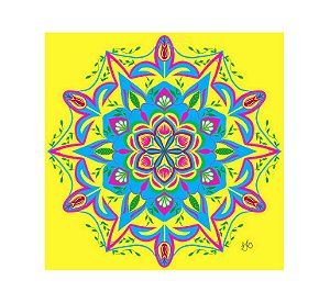Placa Decorativa Personalizada Quadro Mandala Amarela Zen Energias Quarto Sala 30x30