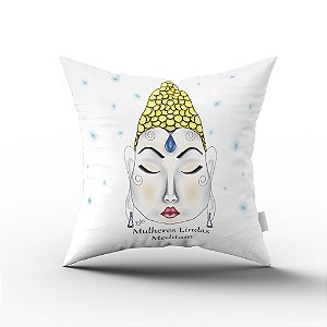 Almofada Cheia Decorativa Meditação Mulheres Lindas Meditam Buda Sala Sofá Presente 30x30