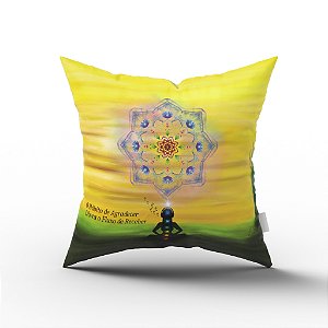 Almofada Cheia Decorativa Yoga Meditação Buda Chacras Zen Amarela Estampado Quarto Sala 30x30