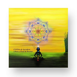 Placa Decorativa Personalizada Quadro Mandala Yoga Meditação Buda Chacras Amarelo Zen Energias Quarto Sala 20x20