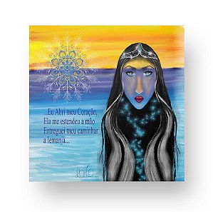Placa Decorativa Personalizada Quadro Iemanjá Deusa Do Oceano Infinito Espiritual Zen Equilíbrio Quarto Sala 20x20