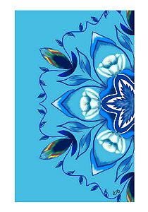 Placa Decorativa Personalizada Quadro Mandala Azul Harmonia Espiritual Zen Energias Quarto Sala 30x48