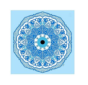 Placa Decorativa Personalizada Quadro  Mandala  Olho Grego Azul Sorte Positividade Zen Quarto Sala 30x30