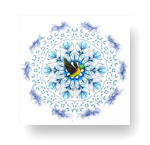 Placa Decorativa Personalizada Quadro Mandala Beija Flor Espiritual Conexão Divina Energias Quarto Sala 20x20