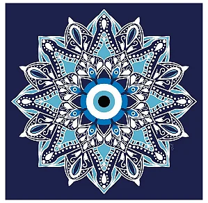 Quadro Mandala Olho Grego Esoterismo Placa Decoração Zen Meditação Quarto Sala Cozinha 30x30 Decorativo ColoriCasa