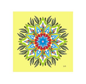 Placa Decorativa Personalizada Quadro Mandala Alegria Amarelo Otimismo Zen Energias Quarto Sala 30x30