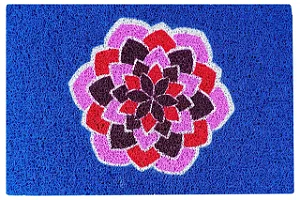 Capacho Tapete de Porta Decorativo Personalizado 60x40 Azul Escuro Mandala Exclusivo Zen Energias Coloricasa