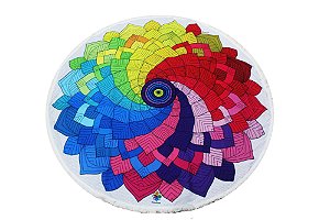 Manta Decorativa Grande Panô Meditação Exclusiva Estampada Mandala Espiral Gigante Colorido