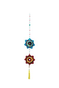Móbile Pêndulo Mandala Decorativa Azul Vermelho Personalizado Coloricasa