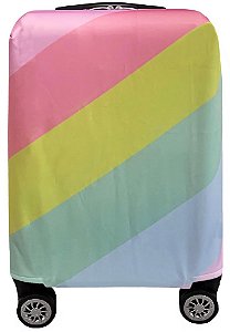 Capa Para Mala De Viagem Bordo 10kg Protetora Skinbag Listrada Tons Pastel Impermeável 55x35x25 ColoriCasa