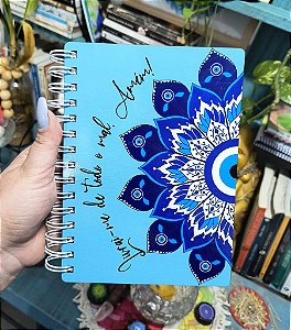 Agenda Permanente Olho Grego Modelo 2 Capa Dura Mdf 20cm Espiral Exclusiva ColoriCasa