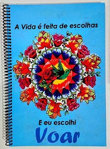 Caderno Escolar Prático Funcional Azul Beija-Flor Grande Coloricasa
