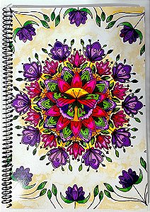Caderno Escolar Prático Funcional Colorido Borboleta Roxa Florida Grande Coloricasa