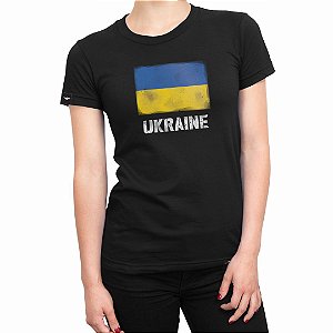 Camiseta Ukraine Feminina Aliança Militar - Preta