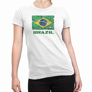 Camiseta Brazil Feminina Aliança Militar - Branca
